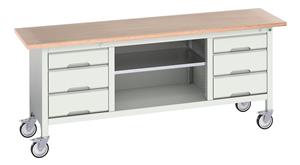 Verso Mobile Work Benches for assembly and production Verso 2000x600 Mobile Storage Bench M34